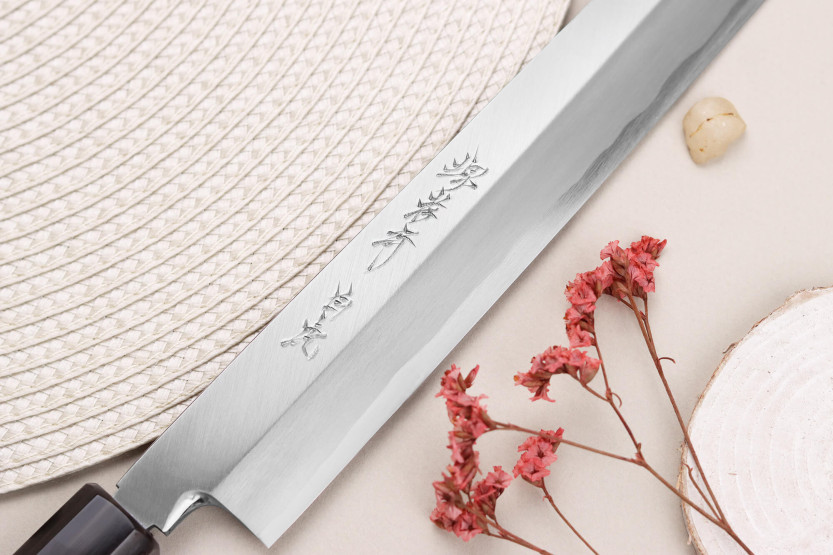 Sakai Takayuki Byakko 30 cm håndlavet japansk yanagibakniv ibenholtskaft + skede