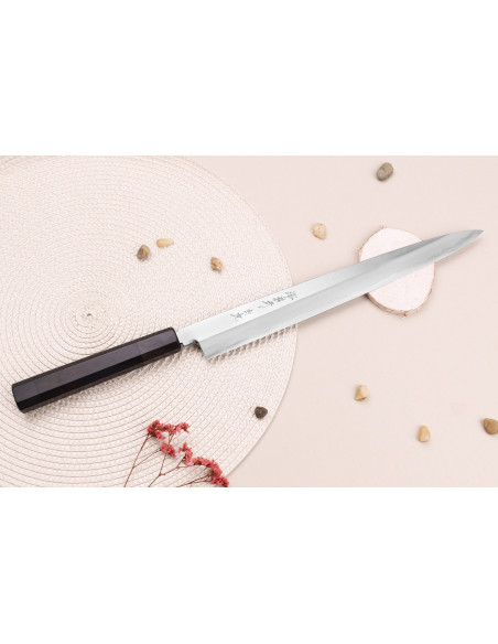 Sakai Takayuki Byakko 30cm käsintehty japanilainen Yanagiba veitsi eebenpuu kahva + tuppi