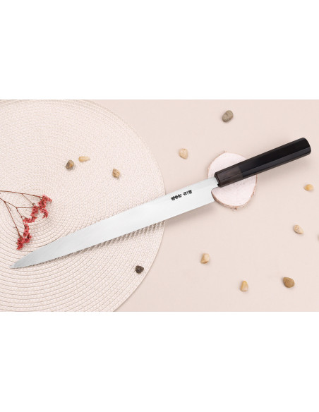 Sakai Takayuki Byakko 30cm käsintehty japanilainen Yanagiba veitsi eebenpuu kahva + tuppi