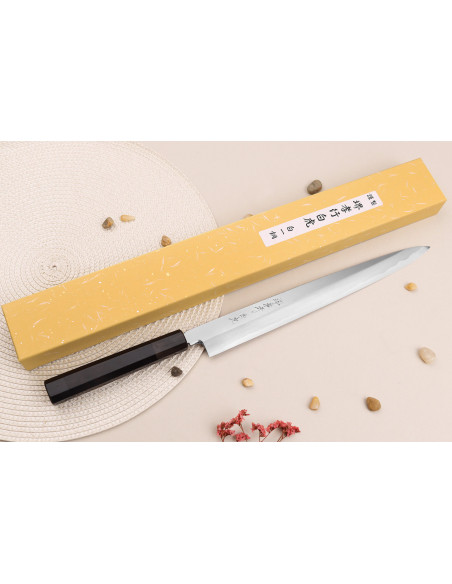 Sakai Takayuki Byakko 30 cm håndlavet japansk yanagibakniv ibenholtskaft + skede
