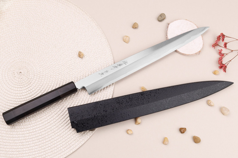 Sakai Takayuki Byakko 30cm käsintehty japanilainen Yanagiba veitsi eebenpuu kahva + tuppi