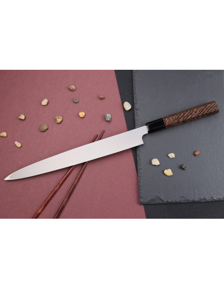Yanagiba mes 30cm japonais artisanal Sakai Takayuki Honyaki Shoryu VG10