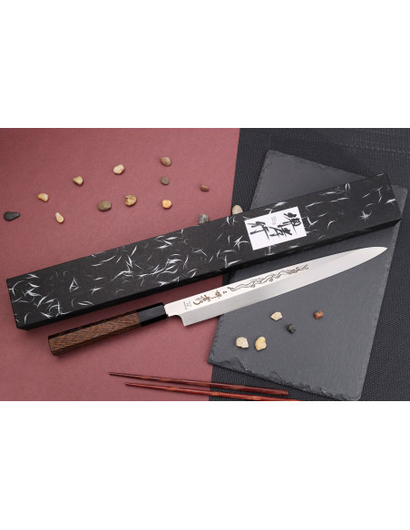 Faca yanagiba 30cm japonês artesanal Sakai Takayuki Honyaki Shoryu VG10