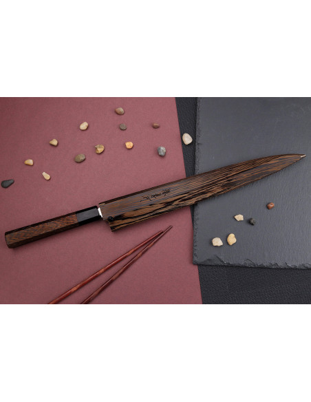 Yanagiba mes 30cm japonais artisanal Sakai Takayuki Honyaki Shoryu VG10