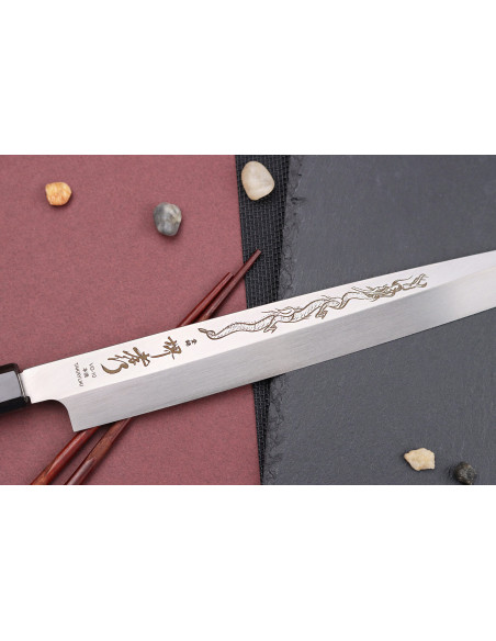 Cuchillo yanagiba 30cm japonais artisanal Sakai Takayuki Honyaki Shoryu VG10