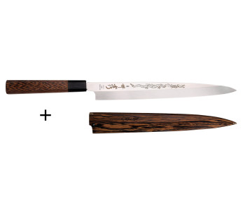 Yanagiba veitsi 30cm japonais artisanal Sakai Takayuki Honyaki Shoryu VG10