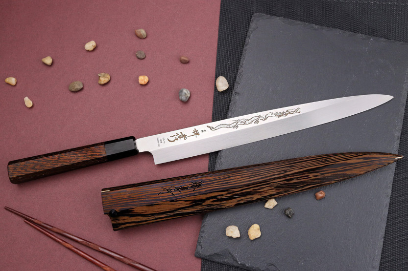 Yanagiba messer 30cm japonais artisanal Sakai Takayuki Honyaki Shoryu VG10