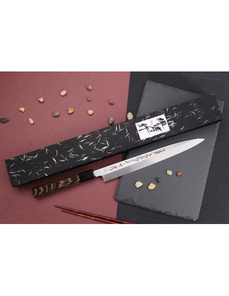 Coltello yanagiba 27cm japonais artisanal Sakai Takayuki Honyaki Shoryu VG10