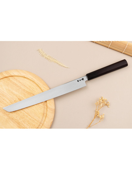 Faca Takohiki sakimaru 27cm Sakai Takayuki Ginsankou faca artesanal japonesa