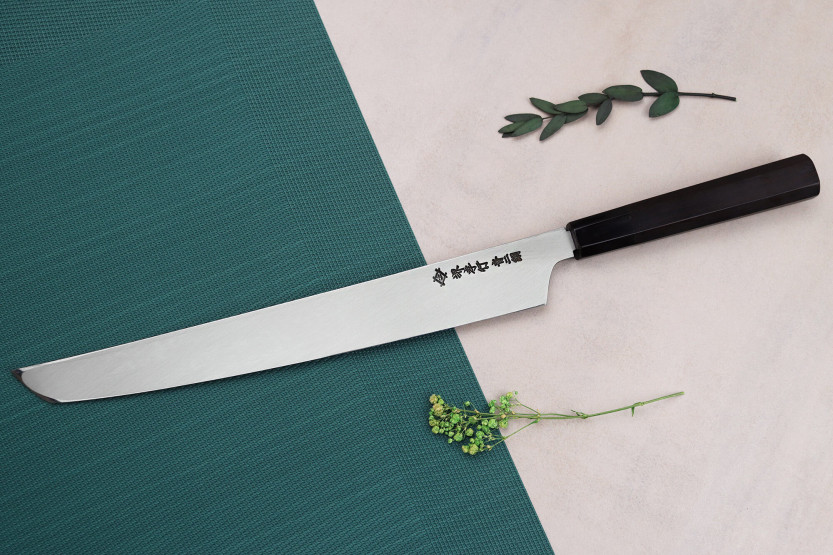 Estojo sakimaru yanagiba 30cm japonês artesanal Sakai Takayuki Genbu
