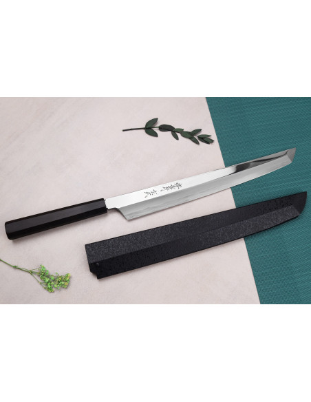 Couteau sakimaru yanagiba 30cm japonais artisanal Sakai Takayuki Genbu