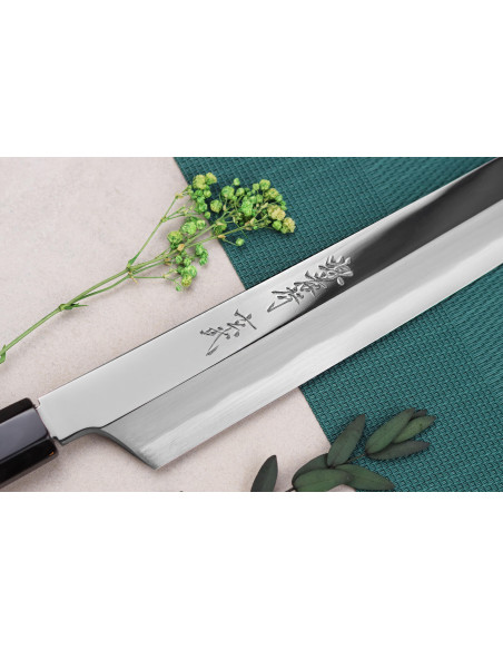 Couteau sakimaru yanagiba 30cm japonais artisanal Sakai Takayuki Genbu