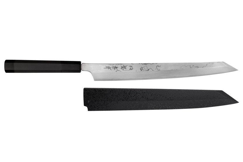 Yanagiba kniv kiritsuke 30cm japonais artisanal Sakai Takayuki Seiryu damas