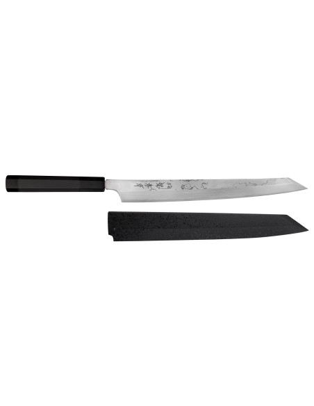 Yanagiba veitsi kiritsuke 30cm japonais artisanal Sakai Takayuki Seiryu damas
