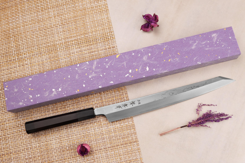 Yanagiba kniv kiritsuke 30cm japonais artisanal Sakai Takayuki Seiryu damas