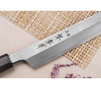 Faca yanagiba kiritsuke 30cm japonais artisanal Sakai Takayuki Seiryu damas 2