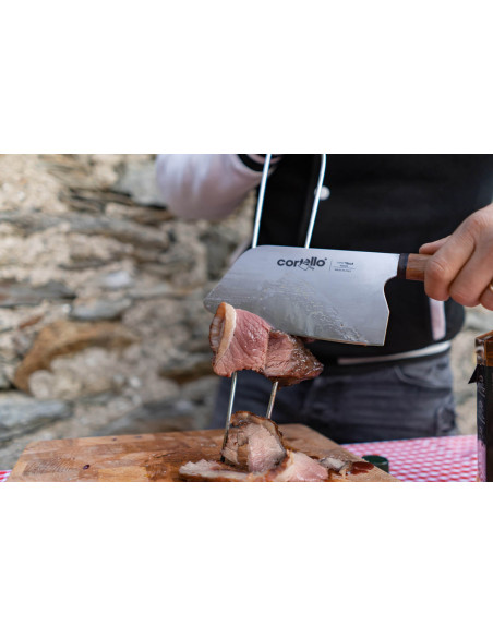 Speciaal 18cm Ambrogio Sanelli Cortello handgemaakt mes met massief walnoten handvat