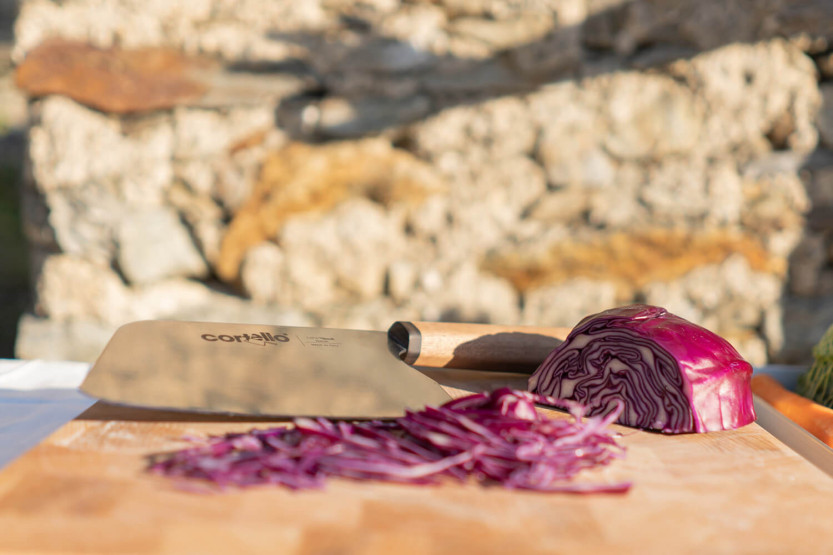 Faca artesanal Ambrogio Sanelli Cortello especial de 18 cm com cabo de nogueira maciça