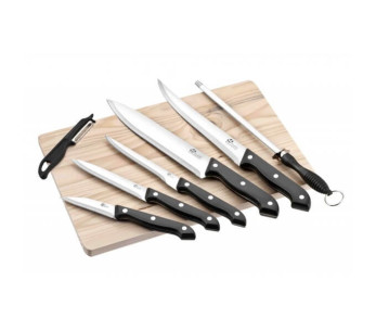 Sett med 5 kniver + pistol + skreller + brett Pradel Excellence