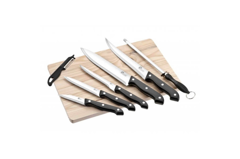 Set van 5 messen + pistool + dunschiller + plank Pradel Excellence