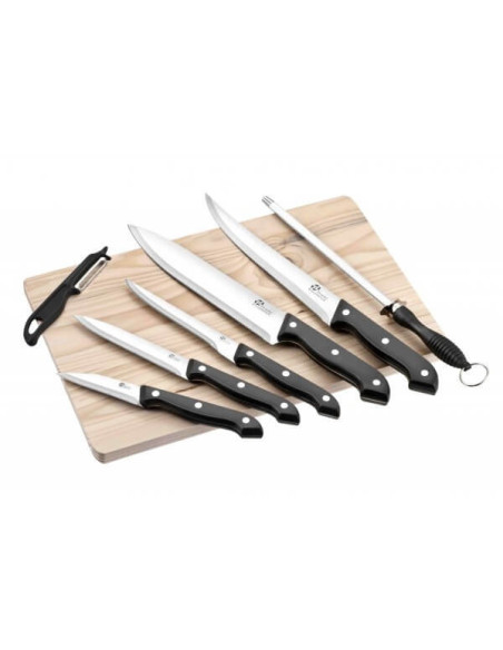 Set van 5 messen + pistool + dunschiller + plank Pradel Excellence