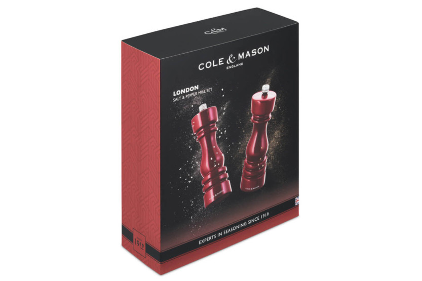 Cole & Mason London rödglänsande salt- och pepparkvarnsset 18cm