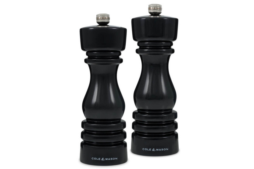Cole & Mason London black gloss salt and pepper mill set 18cm
