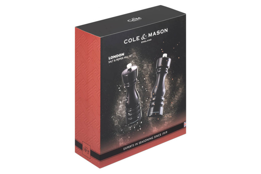 Set Cole & Mason London Salz- und Pfeffermühlen schwarz gloss 18cm