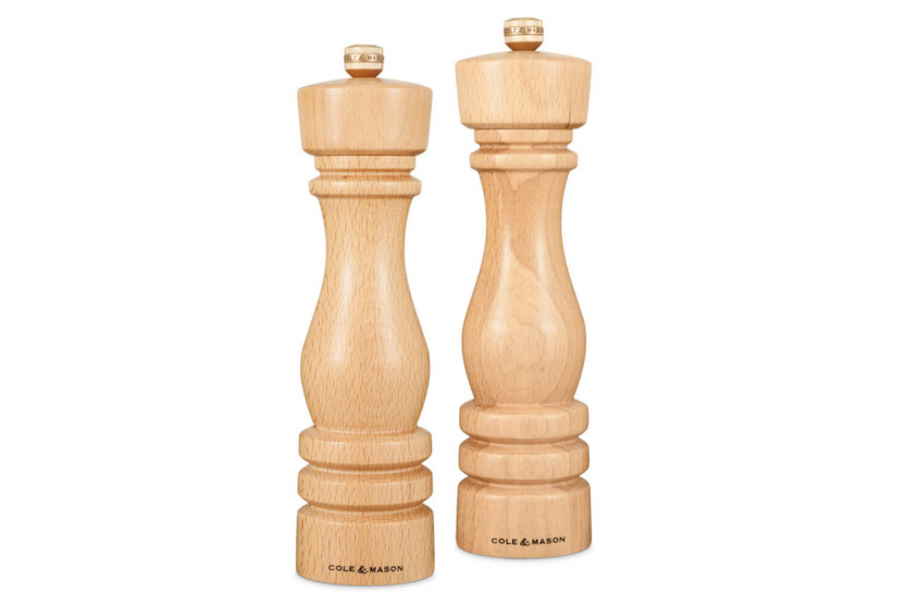 Cole & Mason London beechwood salt and pepper mill set 22cm