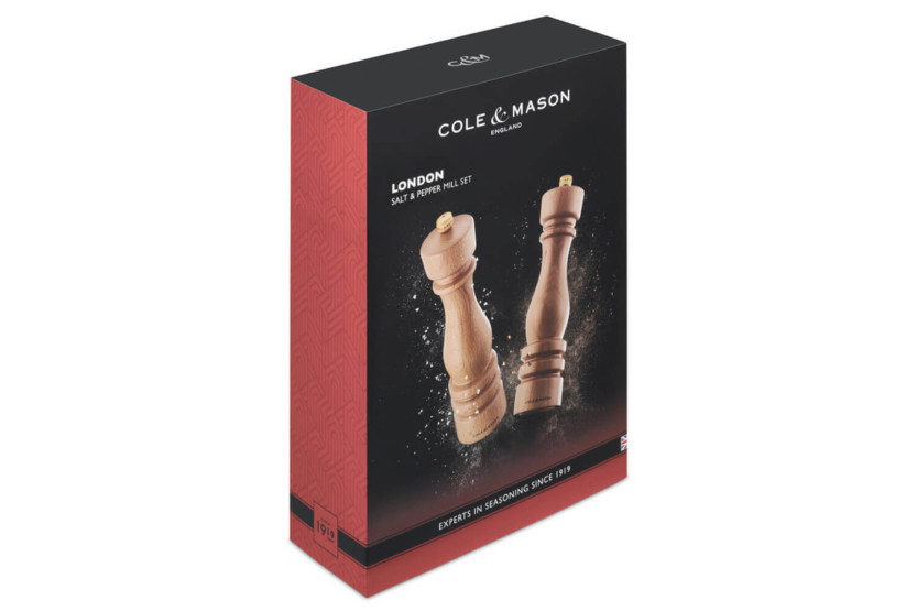 Cole & Mason London salt- og pepperkvernsett i bøk 22 cm