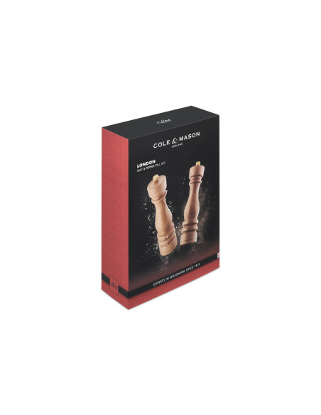 Cole & Mason London beechwood salt and pepper mill set 22cm
