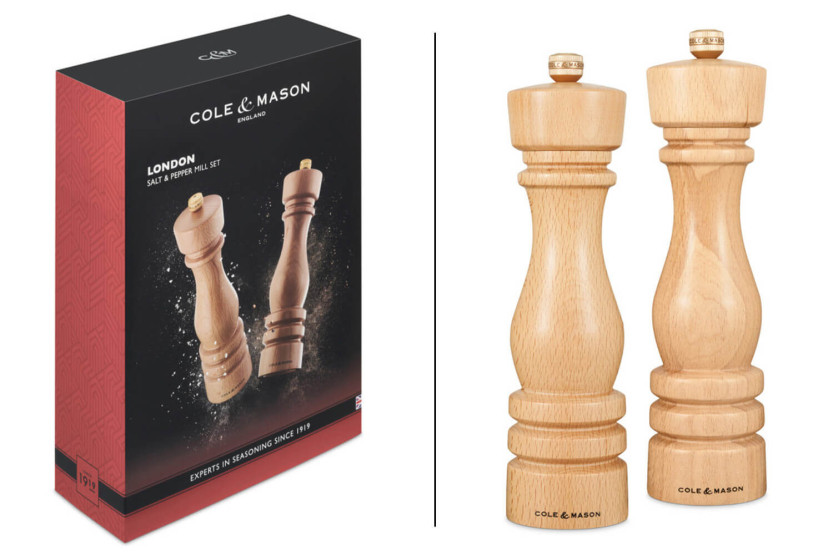 Cole & Mason London beechwood salt and pepper mill set 22cm