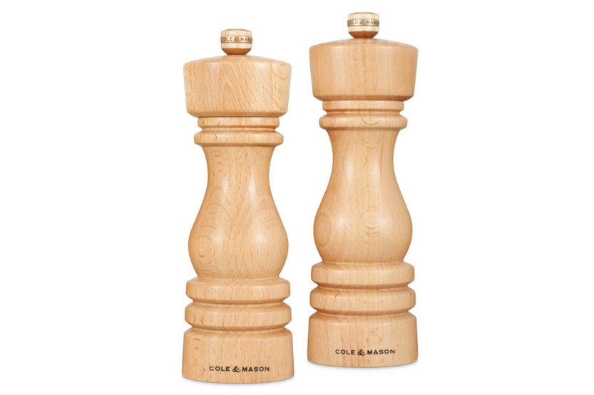 Cole & Mason London juego de salero y pimentero de madera de haya 18cm