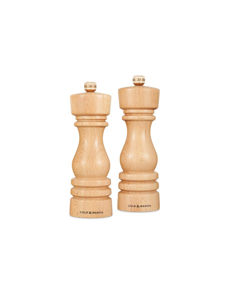 Cole & Mason London set di macina sale e pepe in legno di faggio 18 cm