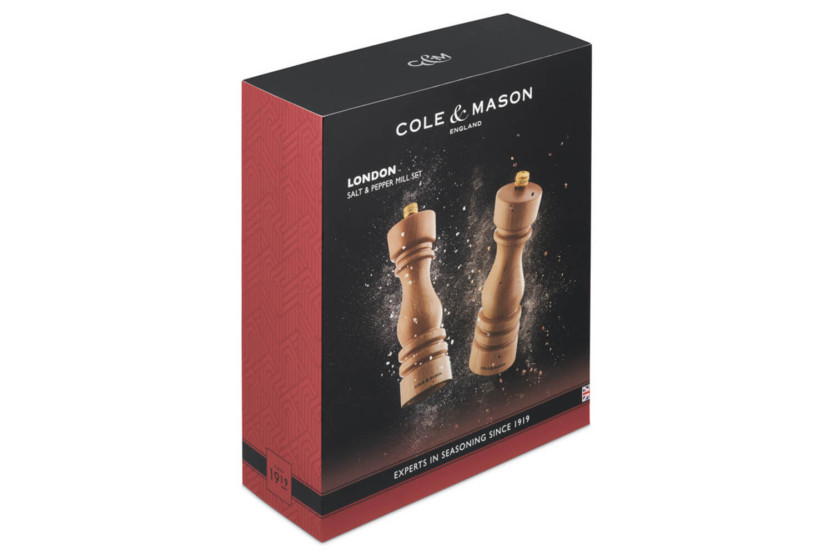 Cole & Mason London salt- og pepperkvernsett i bøk 18 cm