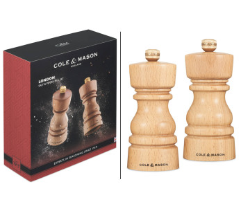 Conjunto de moinhos de sal e pimenta em madeira de faia Cole & Mason London 13cm