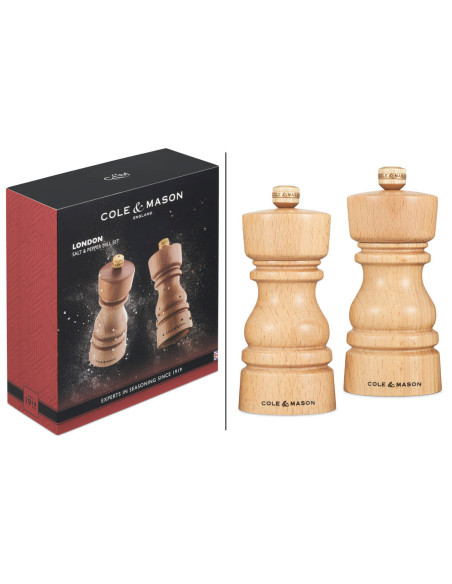 Cole & Mason London salt- och pepparkvarnsset i bokträ 13cm