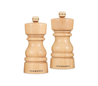Cole & Mason Lontoon pyökkipuiset suola- ja pippurimyllyset 13cm 2