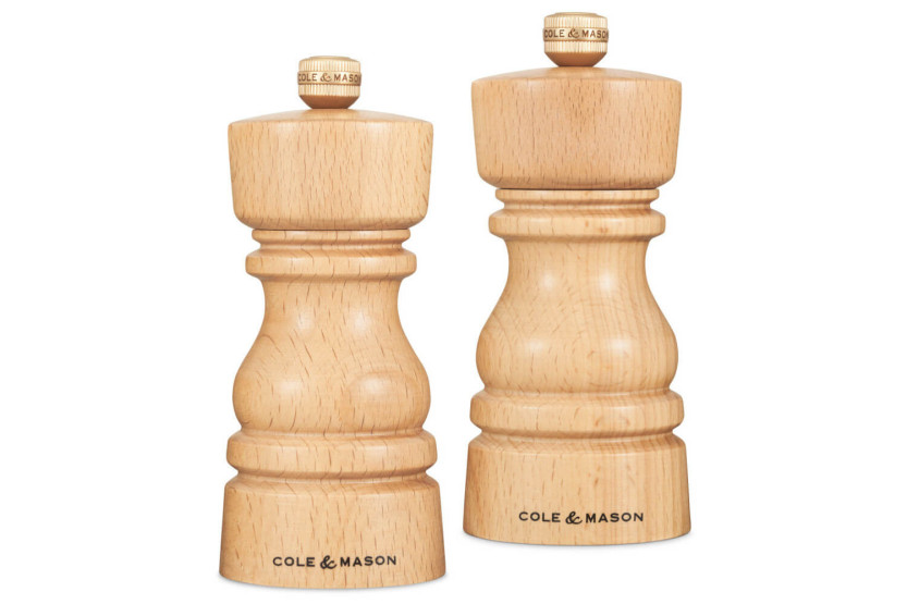 Cole & Mason London salt- og peberkværnsæt i bøgetræ, 13 cm
