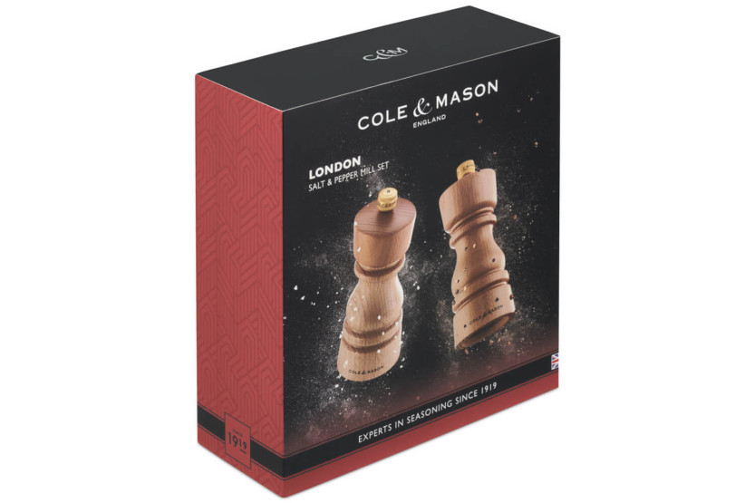 Cole & Mason London Buche 13cm Salz und Pfeffer Mühlen Set