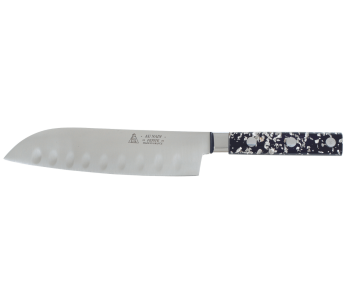 Au Nain Pépite santokuveitsi 20cm, jossa on granton-reuna, taottu terä