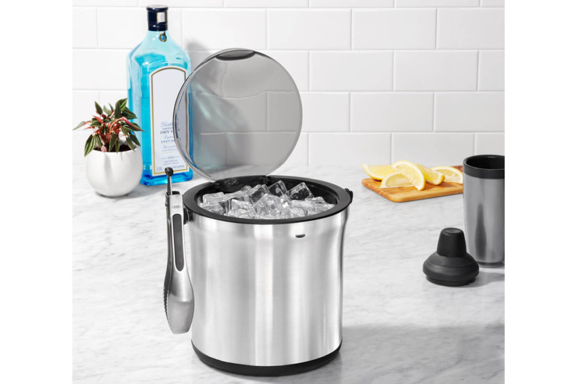 Seau à glace Oxo en acier inoxydable avec pince de service