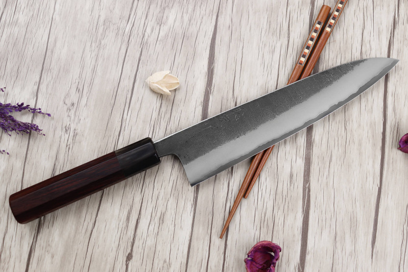 Koksmes 21cm Toshihiro Wakui Shirogami 2 San Maï nashiji japans handgemaakt