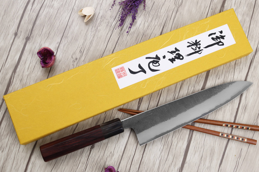 Koksmes 21cm Toshihiro Wakui Shirogami 2 San Maï nashiji japans handgemaakt
