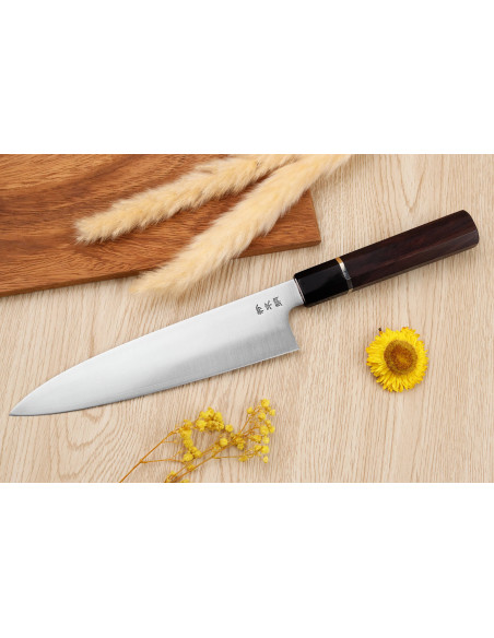 21 cm Sukenari SG2 San Maï håndlaget japansk kokkekniv med håndtak i rosentre