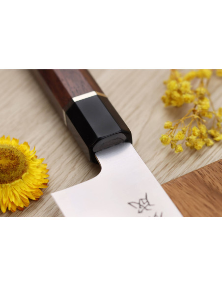 Cuchillo de cocinero japonés Sukenari SG2 San Maï de 21 cm hecho a mano con mango de palisandro