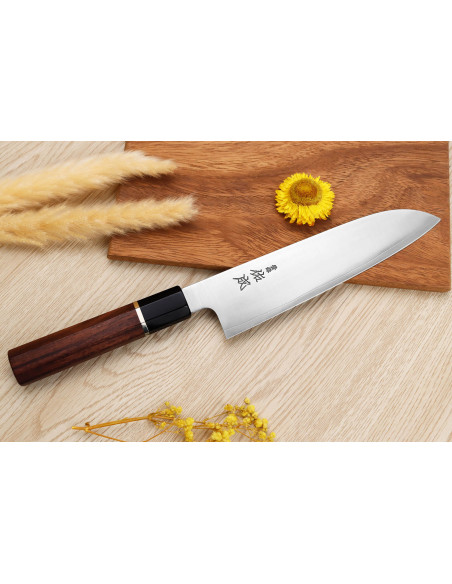19,5 cm Sukenari SG2 San Maï japansk santokukniv med håndtak i rosentre