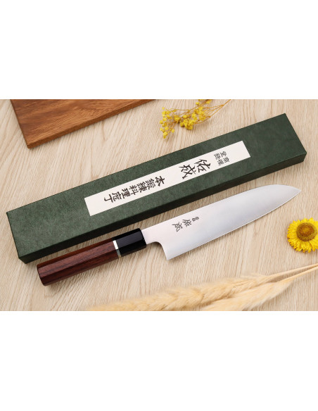 19,5 cm Sukenari SG2 San Maï japansk santokukniv med håndtak i rosentre