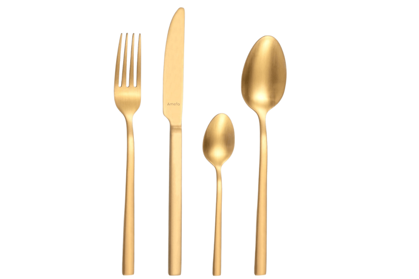 Amefa Square 16 kuverter i 18/0 rustfrit stål - Guldfinish