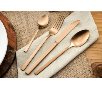Ménagère 16 couverts de table Amefa Square en acier inoxydable 18/0 - Viimeistely cuivre 2